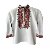 Cumpara ieftin Camasa Traditionala de Baieti Alba cu Motiv Floral Rosu - ITB29