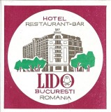A4457N Etichetă Hotel Restaurant Bar Lido, București, Rom&acirc;nia, perioada comunistă