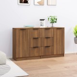 VidaXL Servante, 2 buc., stejar maro, 60x30x70 cm, lemn prelucrat