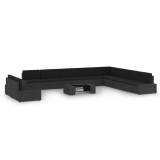Gossi set mobilier de gradina cu perne, 11 piese, negru, poliratan