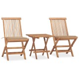 vidaXL Set mobilier exterior pliabil cu perne, 3 piese, lemn masiv tec 3063201