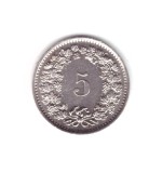 Moneda Elvetia 5 rappen 1970, stare foarte buna, curata, Europa, Cupru-Nichel