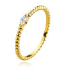 Inel din aur galben de 14K - zircon granulat, umăr &icirc;n formă de bile - Marime inel: 52