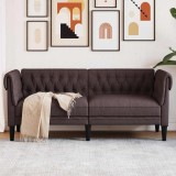 Canapea Chesterfield cu 2 locuri, maro &icirc;nchis, material textil