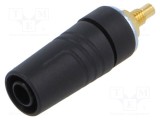 Conector banană 4mm 32A 1kV negru aurit Hirschmann T&amp;M