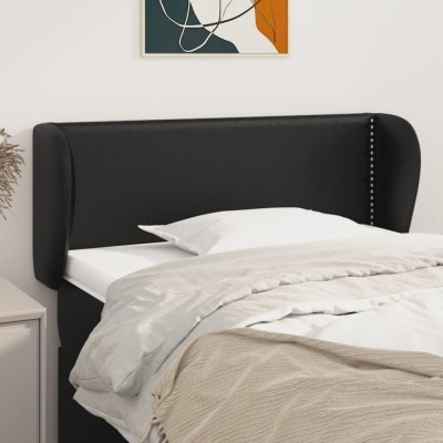 vidaXL Tăblie de pat cu aripioare negru 93x23x78/88 cm piele ecologică 3117082 foto