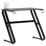 Birou de gaming cu picioare in forma de ZZ, negru, 90x60x75 cm