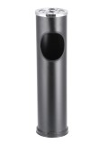Cumpara ieftin Cos gunoi cu scrumiera, otel argintiu negru 14,5 x 56,5 cm