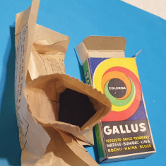 Produs romanesc anii 1970 vopsea - colorant pt tesaturi GALLUS cutie & continut