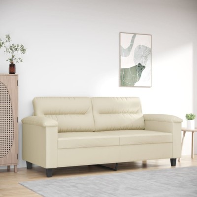 vidaXL Canapea cu 2 locuri, crem, 140 cm, piele ecologică 359584 foto
