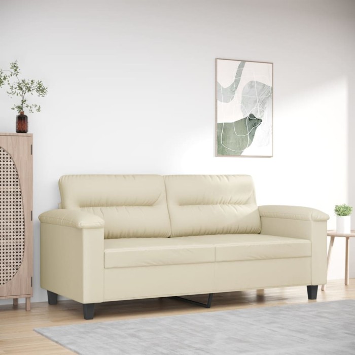 vidaXL Canapea cu 2 locuri, crem, 140 cm, piele ecologică 359584