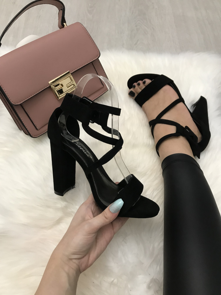 Sandale dama negre cu toc marime 40+CADOU | Okazii.ro