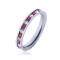 Inel din oțel - verighetă, zirconii roșii și albe - Marime inel: 50