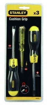 Stanley 0-65-012 Set 3 surubelnite CushionGrip: Tester de tensiune, Dreapta 3x65mm, 5x100mm, Phillips PH2x100mm - 3253560650124 foto