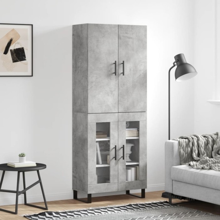 vidaXL Dulap &icirc;nalt, gri beton, 69,5x34x180, lemn compozit 3195759