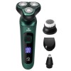 Aparat de ras electric, Profesional Damar, 4IN1, Rotativ, Afisare LED, Rezistent la apa, Tripla lama, Reancarcabil, USB, Far fir, Umed si Uscat, Usor