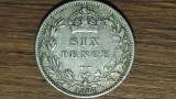 Anglia / Marea Britanie - moneda argint sterling 925 - 6 pence sixpence 1887 - Victoria - calitate foarte buna !, Europa