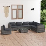 Cumpara ieftin Set mobilier de grădină cu perne, 8 piese, gri, poliratan