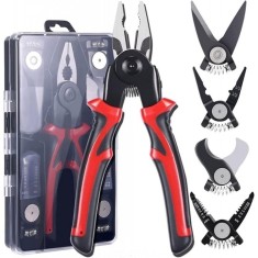 Set multifunctional 5 in 1, patent, dezizolat, cleste, sertizat, foarfeca, unelte multifunctionale, cutie de transport, rosu/negru