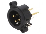 Conector XLR soclu tată 3 PIN THT negru 6A, Neutrik