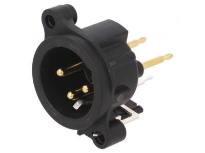 Conector XLR soclu tată 3 PIN THT negru 6A foto