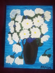 TABLOU PE PANZA CU SASIU NOU 30X40 CM VAS CU FLORI DE TOAMNA PRET DOAR 10 LEI