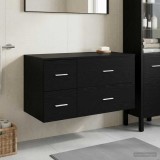 Cumpara ieftin Set dulap baie 2 buc. Stejar Negru 92,5 x 44,5 x 50 cm
