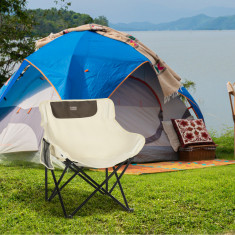 Outsunny Scaun pentru camping, pliant, din material Oxford si otel, cu buzunar pentru obiecte si husa pentru transport inclusa, 61x54x66 cm, alb