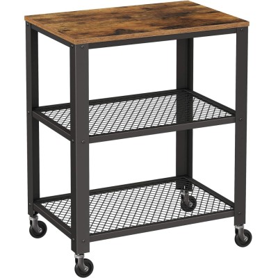 VASAGLE Carucior de servire pe roti, cu polite, pentru bucatarie, 40x60x77cm, industrial, maro rustic Household NewTrend foto