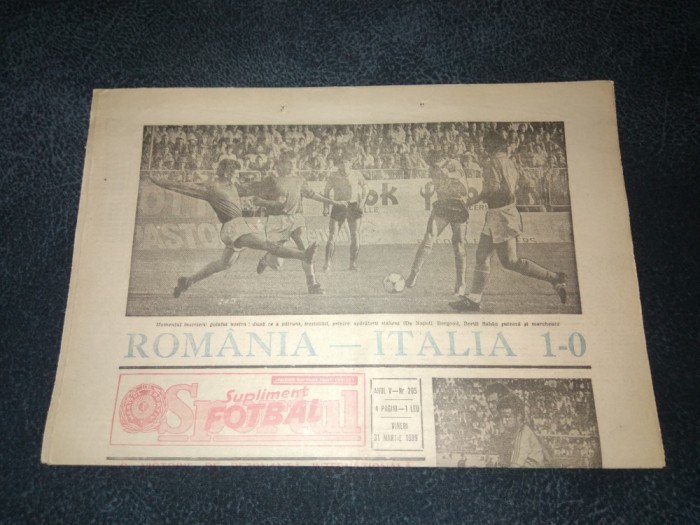 ZIARUL SPORTUL SUPLIMENT FOTBAL 31 MARTIE 1989 ROMANIA ITALIA