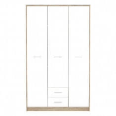 Dulap pentru haine Serenity, Pakoworld, cu 3 usi, 118.5x54x196.5 cm, PAL/MDF, alb/sonoma