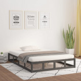VidaXL Cadru de pat, gri, 150x200 cm, lemn masiv, King Size 5FT