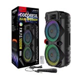 Boxa portabila cu microfon, bluetooth, 50W, Bass, lumini LED RGB, mp3, radio
