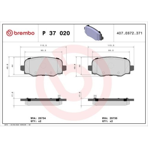Placute frana Chrysler 200 Sedan 06.14-; Jeep Cherokee (Kl) 06.13-, Cherokee Van (Kl) 06.13-, Spate, BREMBO