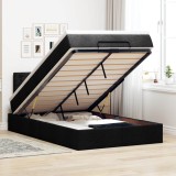 vidaXL Pat otoman cu saltea negru 120x190 cm stofa 3311610