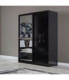 Dulap Negru cu Oglinda, 150x61x210 cm, Livrare Gratuita
