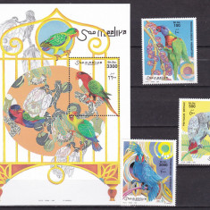 Somalia 1999 fauna pasari papagali MI 746-748 + bl.59 MNH