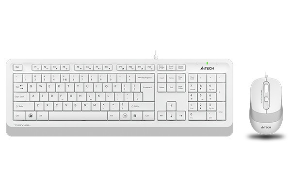 Kit TASTATURA si Mouse A4TECH, &quot;Fstyler FM10+FK10&quot;, wired, 104 taste format standard, mouse 1600dpi, 4/1 butoane, alb, &quot;F1010-W&quot; (timbru verde 0.8 lei