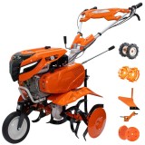 Cumpara ieftin Motosapa RURIS 7500ACC4, 7 CP, Benzina,roti cauciuc 4.00-8, plug, adaptor, roti metalice 350, fara manicot, set contragreutati 10kg