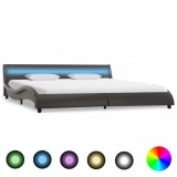 Cumpara ieftin Cadru de pat cu LED, gri, 180 x 200 cm, piele ecologică