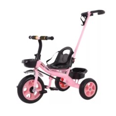 Tricicleta cu maner parental, roti spuma EVA, maxim 40 kg, manere/pedale non-alunecare, 3 ani+, roz, negru foto