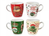 Set 4 cani Craciun portelan multicolor in cutie cadou &Oslash; 5,5 cm x 6 H, 70 ml