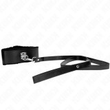 KINK - NECKLACE WITH LEASH 116 CM WITH SILVER STUDS MODEL 4 BLACK ADJUSTABLE 40-48 CM X 6 CM, KINK COLLAR &amp; GAG
