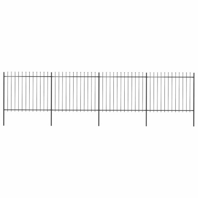 vidaXL Gard de grădină cu v&amp;acirc;rf tip suliță din oțel 714,5x150 cm, negru foto