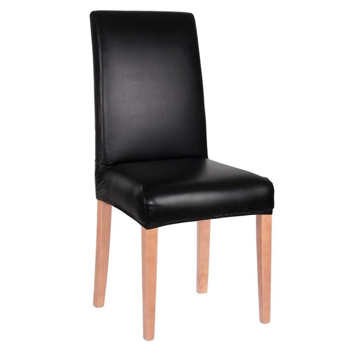 Husa universala pentru scaun, marime universala, poliester si spandex, 45 x 60 cm, imiatie piele negru Household NewTrend