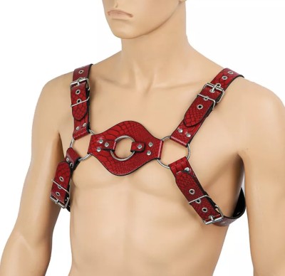 Sistem Chest Harness pentru Barbati, Rosu, S-L, JGF Lingerie foto