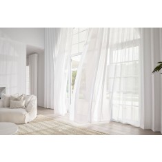 Set perdea tesatura in cu rejansa tip creion, Le Morne, Madison, 150x260 cm, Alb, 2 buc