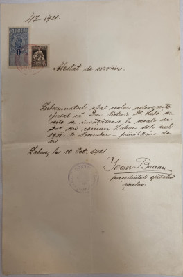 Atestat de serviciu adeverinta de salariat 1921 foto