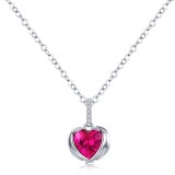 Lantisor Argint 925 Inima Rosie Red Heart Argintboutique Rodiat Femei Cadou Ziua Mamei Sotiei Arg395L