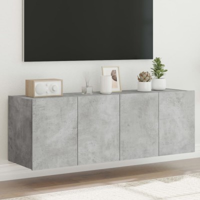 Gossi comode tv de perete cu lumini led 2 buc. gri beton 60x35x41 cm foto